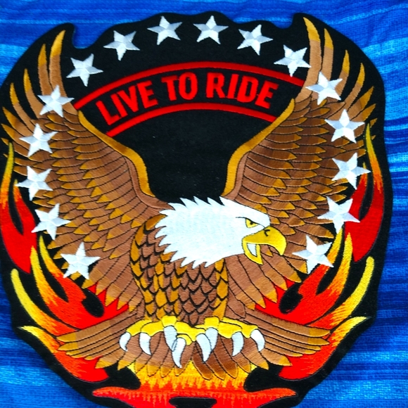 🆕 🦅LARGE LIVE TO RIDE EAGLE BIKER IRON /SEW ON PATCH 11" Long X 10" Wide. New - Picture 3 of 7